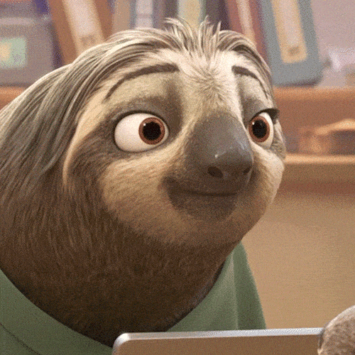 Animated sloth smiling 