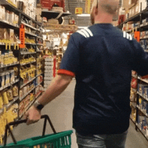Person working through supermarket