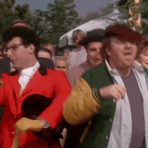 A group of people dancing and having fun